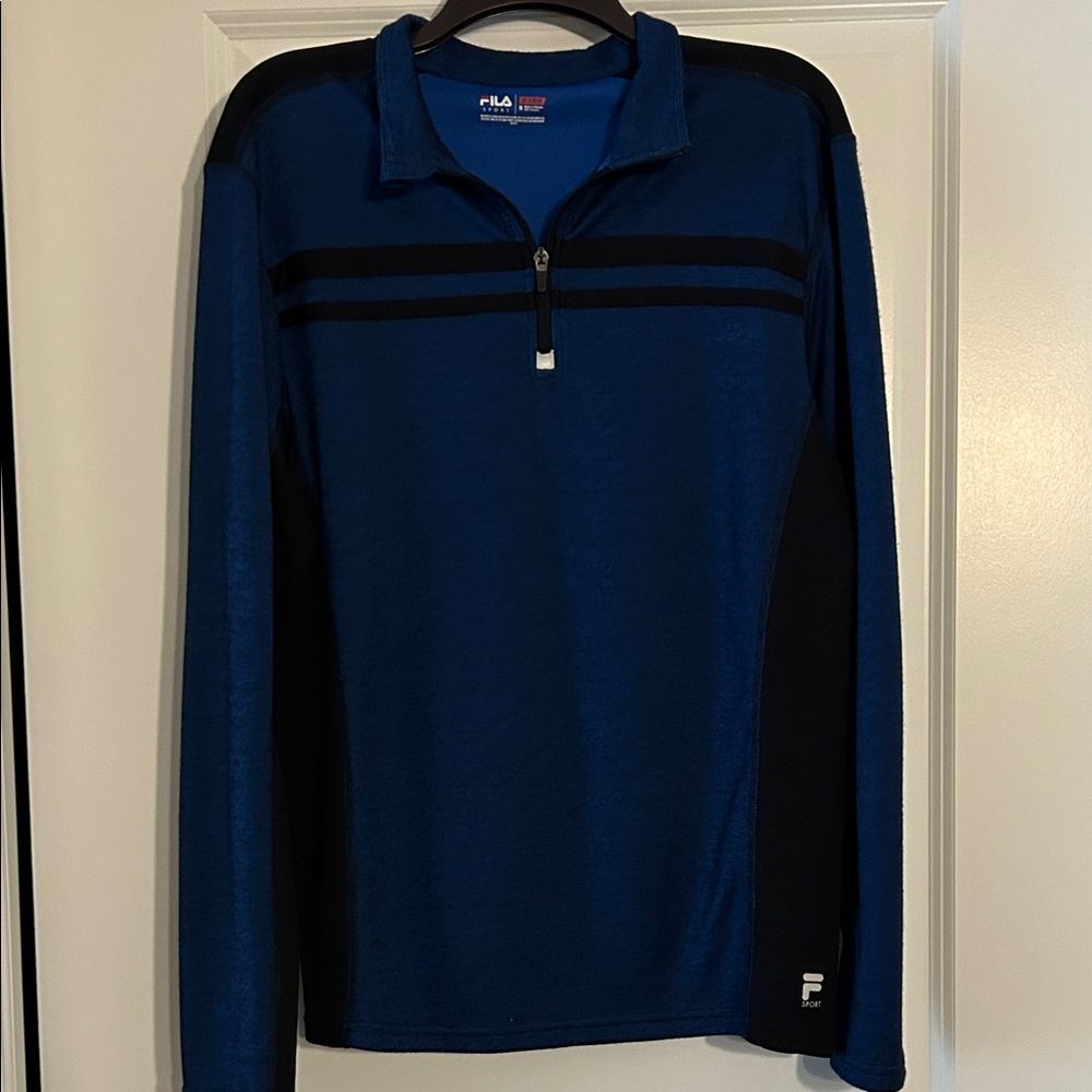Fila Men's Long Sleeve Shirt - Navy and Black 1/4 Zip Medium NWOT